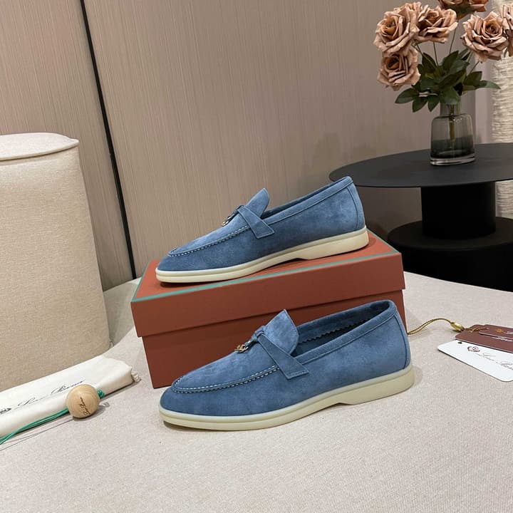 Loro Piana Summer Charms Walk Moccasin Loafers in Black Leather