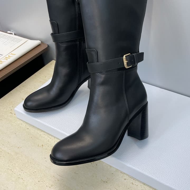 Dior D-Town Punk Chunky Heel Knight Boots – 2025FW in Black Leather