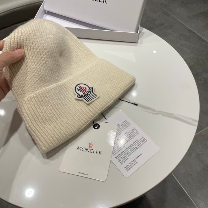 Moncler Knitted Beanie Hat in Classic Black