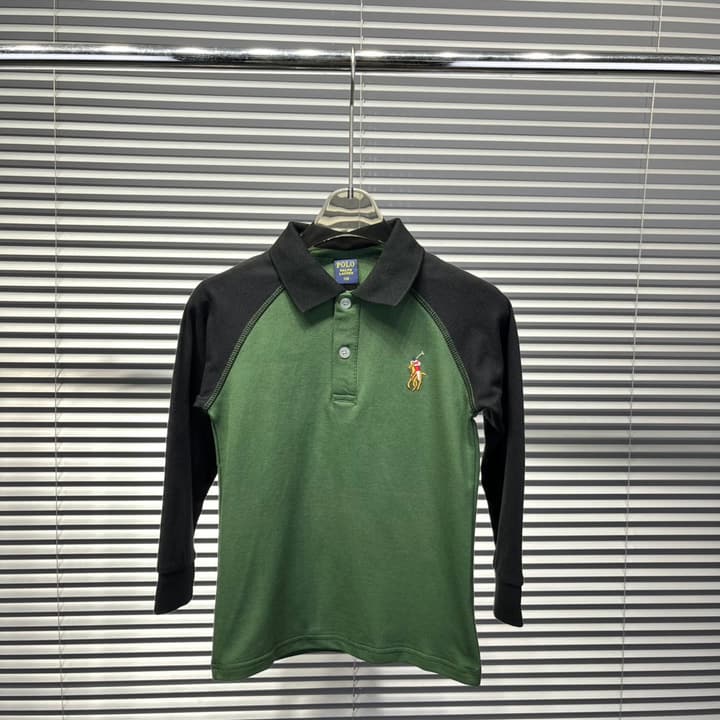 Ralph Lauren Color-block Long Sleeve Polo Shirt – Autumn Collection – Kids Collection in Lavender And Pink Color Block