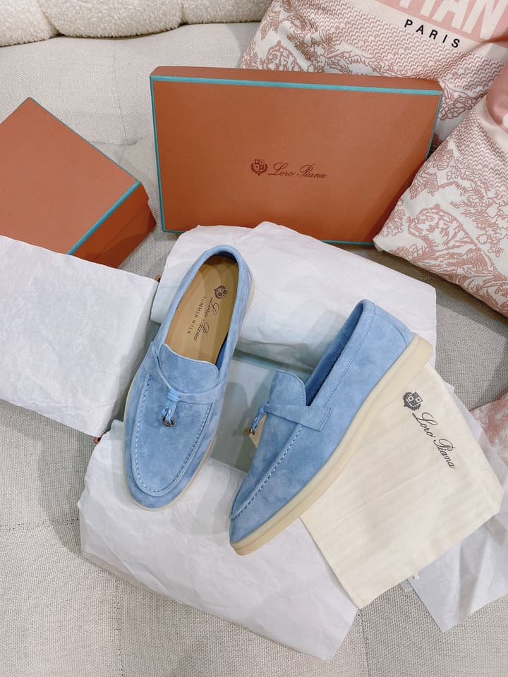 Loro Piana Glossy Cashmere Loafers in Blush Pink Suede