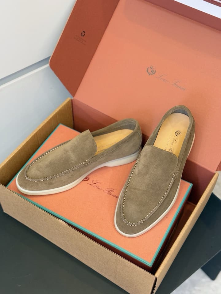 Loro Piana Italian Handmade Suede Driving Shoes in Black Suede