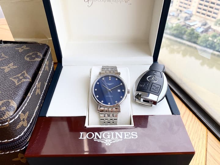 Longines Bo Ya Series Automatic Watch in Stainless Steel Blue Diamond Dial