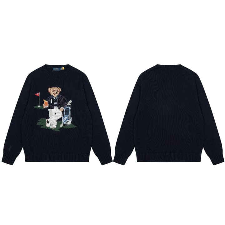 Ralph Lauren Bear Golf Knitted Sweater – Autumn/Winter Collection in Navy Blue Bear Martini