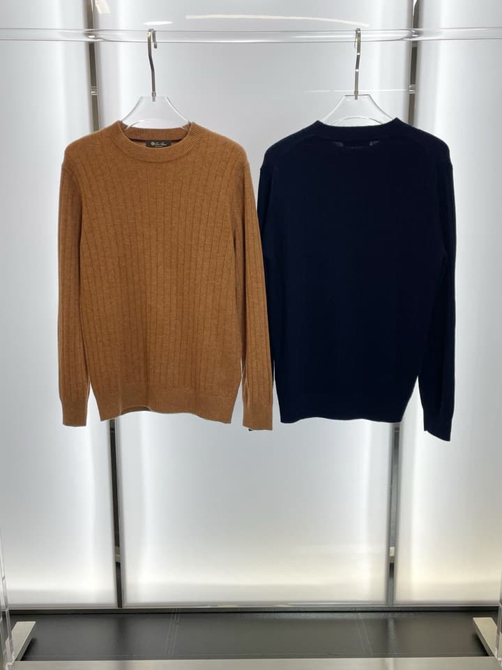 Loro Piana Men's Casual Knit Sweater in Camel Brown Sweater