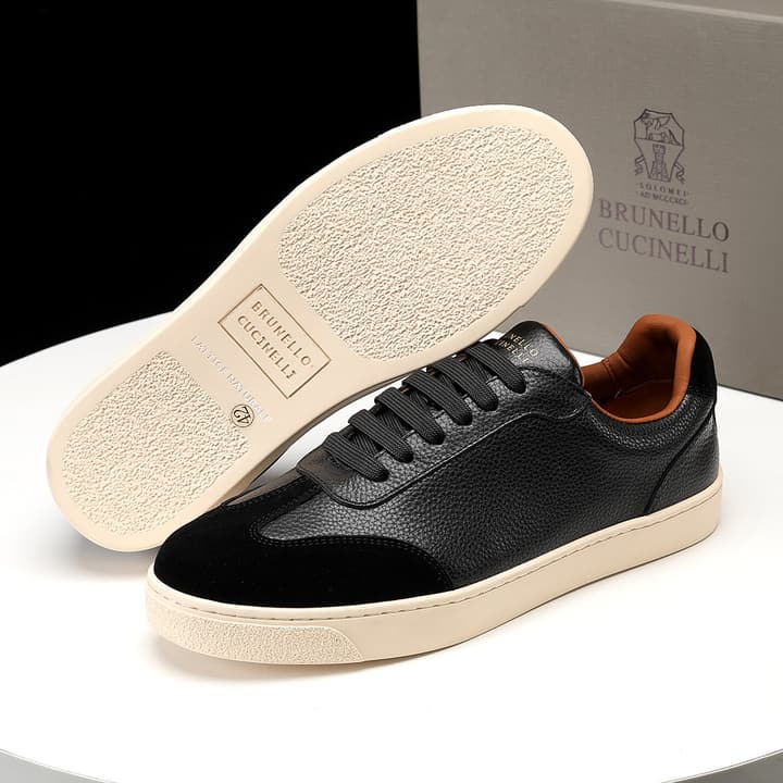 Brunello Cucinelli Men's Colorblock Driving Shoes – New Collection in Black Leather And Suede