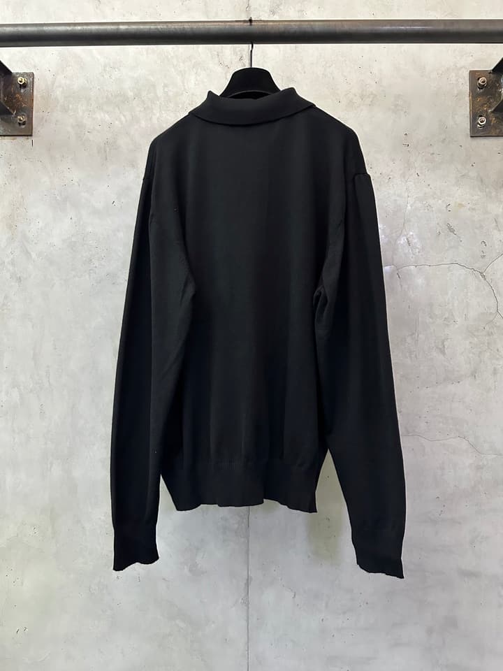 Fendi Double F Logo Knitted Polo Shirt in Classic Black