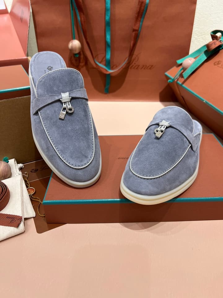 Loro Piana Women's Mules in Aqua Blue Suede