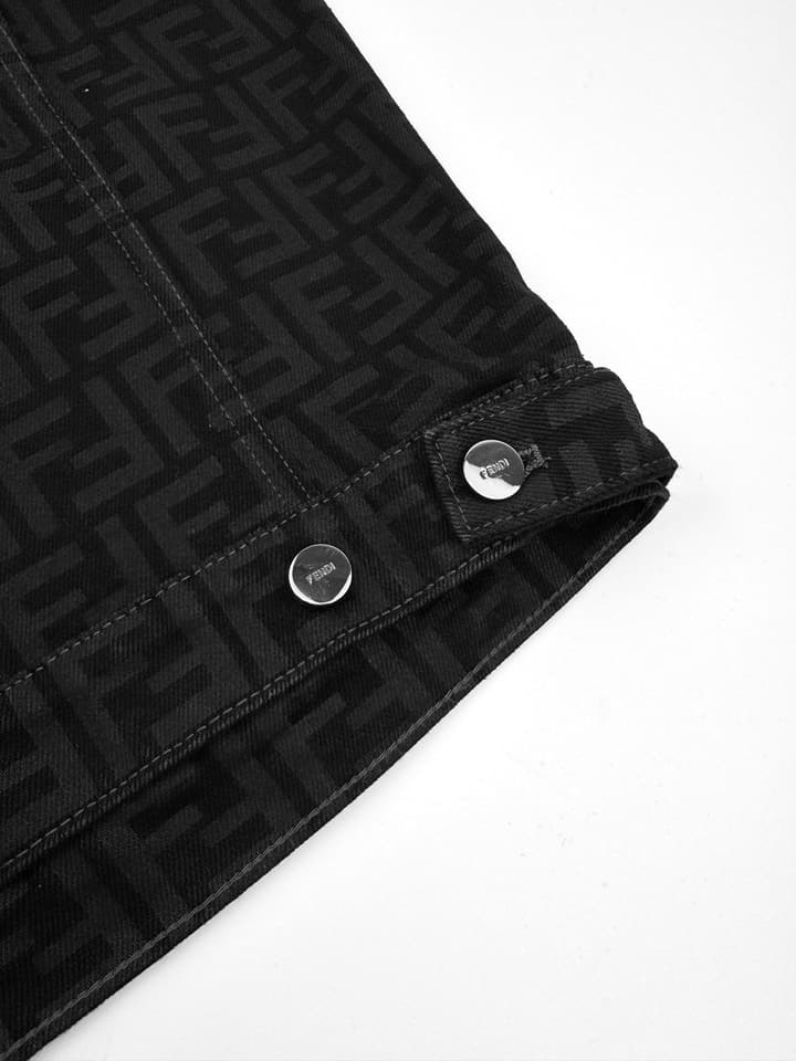 Fendi Full Print FF Denim Jacket in Black Ff Denim