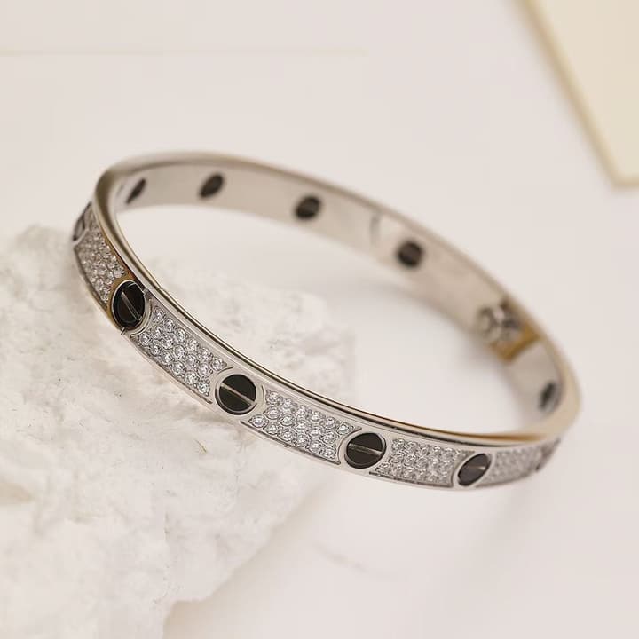 Cartier LOVE Pave Bracelet in Rose Gold Tone Bracelet