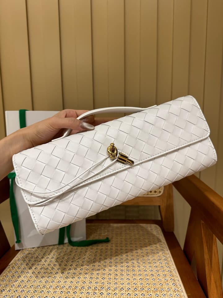 Bottega Veneta Andiamo Clutch Bag in Black Intrecciato