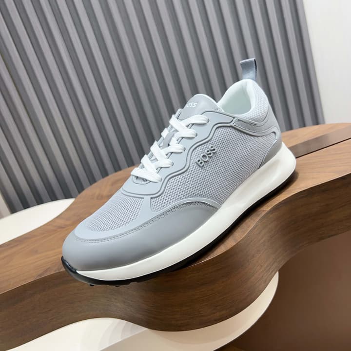 Boss Men's Knit and Leather Sneakers