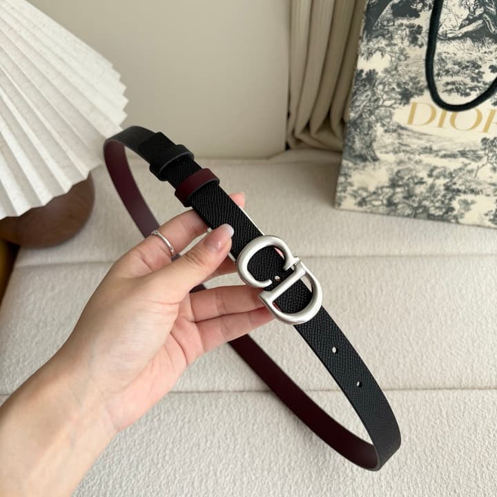 Dior Reversible Calfskin CD Buckle Belt in Black/burgundy With Gold Hardware