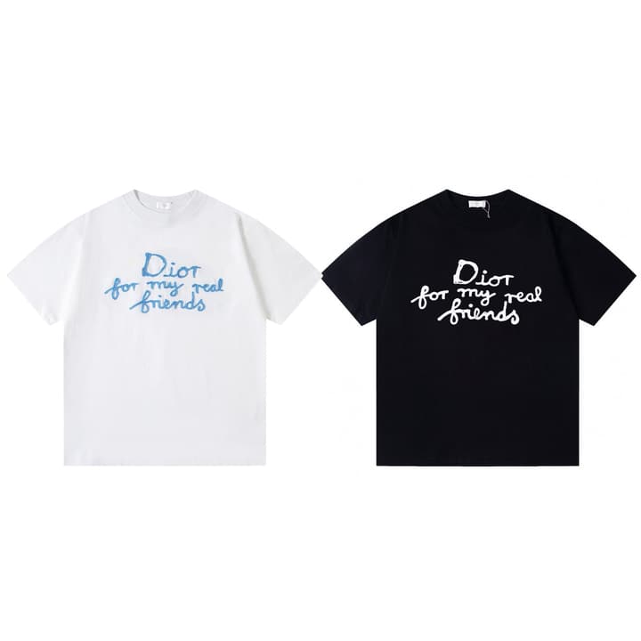Dior Cursive Embroidered Letter Print T-Shirt – 26SS in Black
