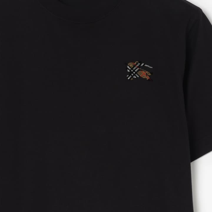 Burberry EKD Embroidered Cotton T-Shirt in Black
