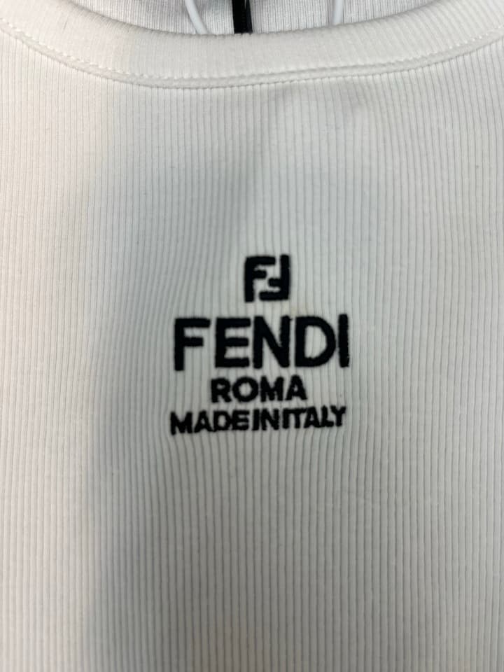 Fendi Roma Embroidered Knit T-Shirt in Black