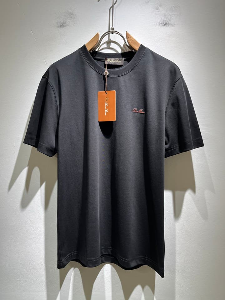 Loro Piana Men's Logo Rubberized Short Sleeve T-Shirt – Spring/Summer 2025 in Charcoal Gray