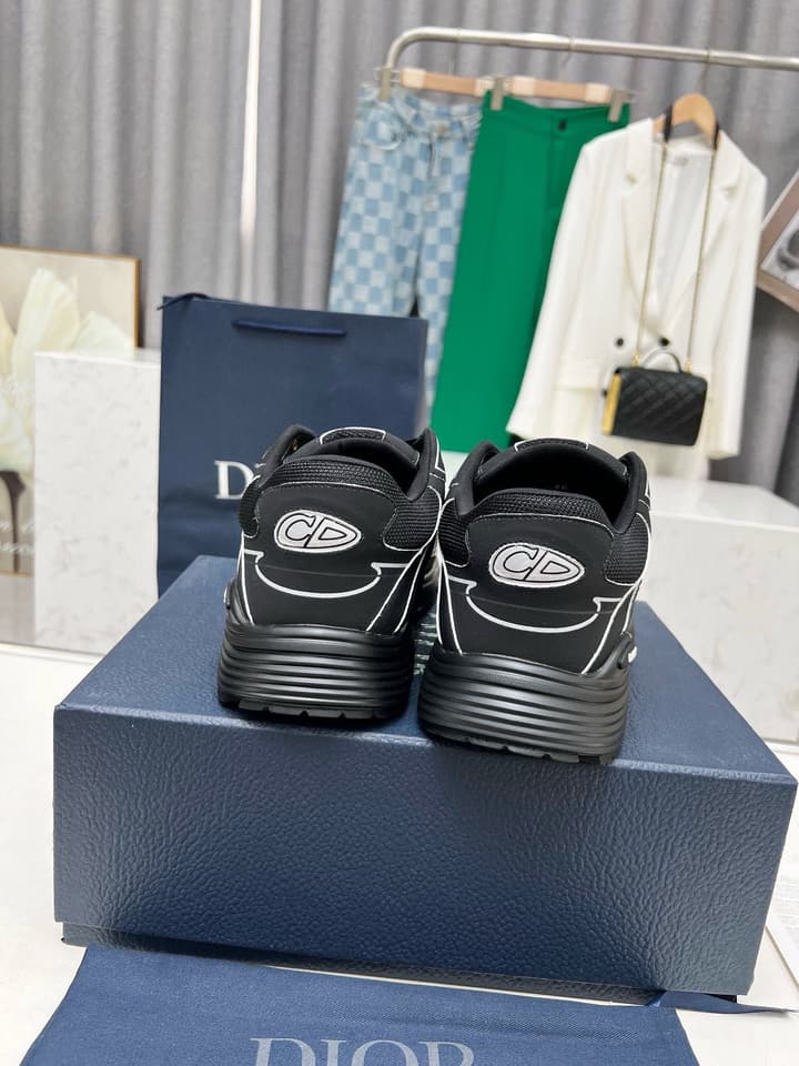 Dior B30 Unisex Mesh and Leather Sneakers in Navy Blue And Grey