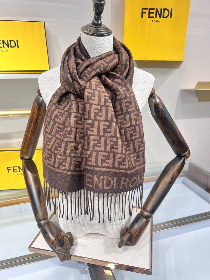 Fendi FF Monogram Scarf in Dark Brown Ff Monogram