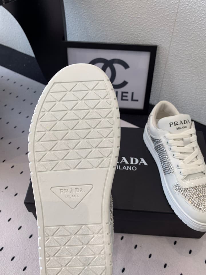 Prada Studded Leather Casual Sneakers