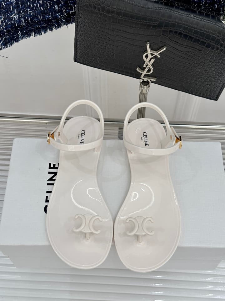 Celine Triomphe Jelly Thong Sandals – 26WF in Black
