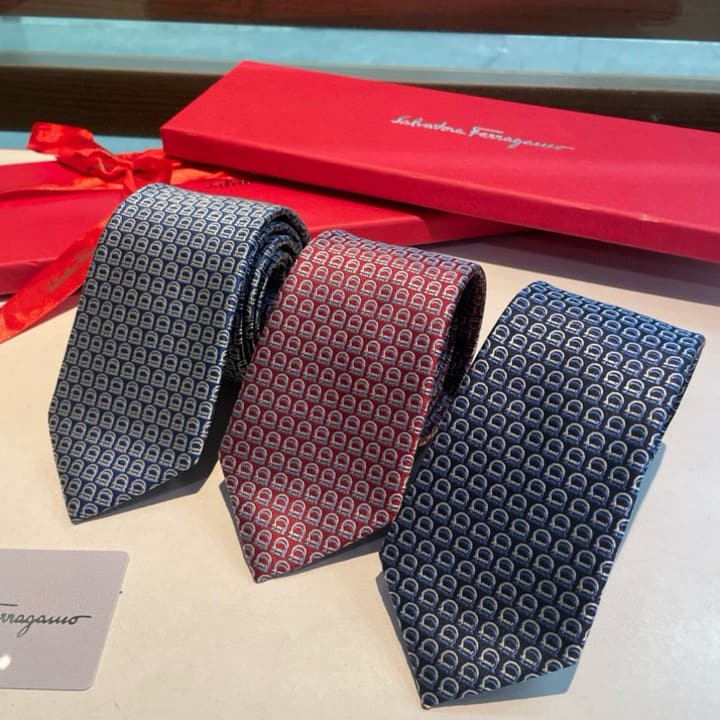 Ferragamo Men's Silk Tie Series in Burgundy