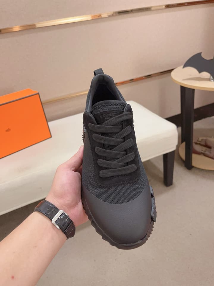 Hermès Men's Classic Driving Shoes in Charcoal With Blue Sole