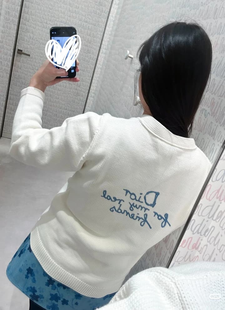 Dior CD Letter Embroidered Knit Cardigan – 2025 Fall in Cream Beige