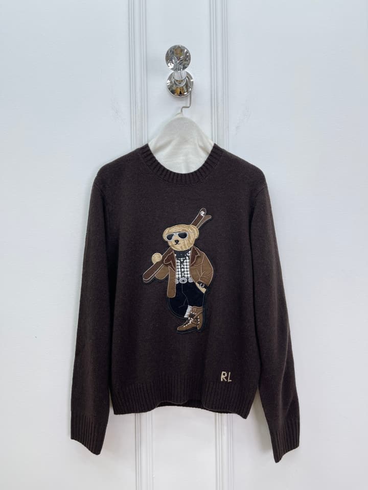 Ralph Lauren Polo Bear Cashmere Wool Knit Sweater in Black Polo Bear Sweater