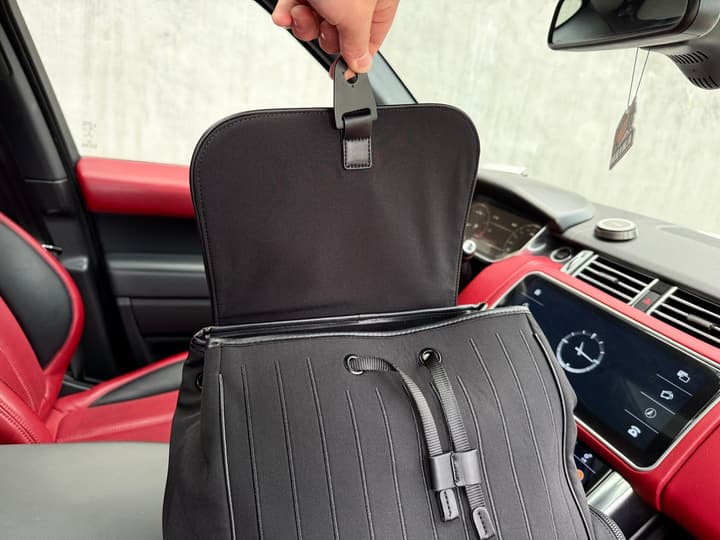 RIMOWA Never Still Large Canvas Backpack in Light Gray Pinstripe
