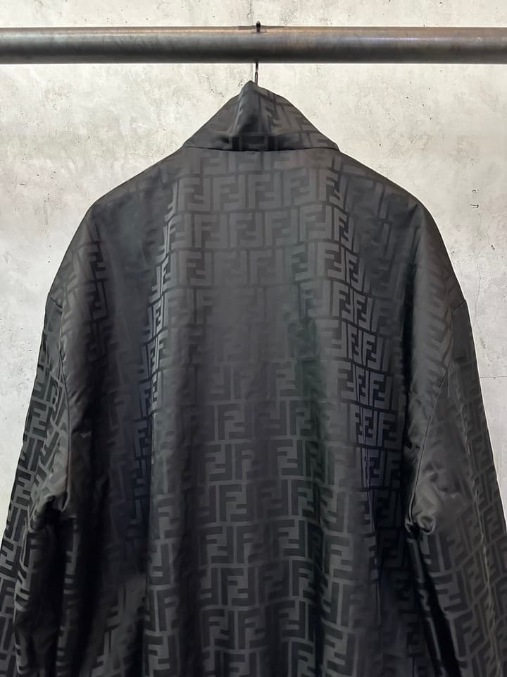 Fendi Stand Collar Nylon Bomber Jacket in Black Jacquard Bomber Jacket