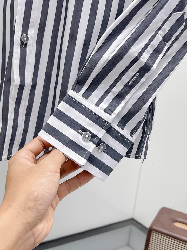 Hermès Long-Sleeve Shirt in Light Blue Striped