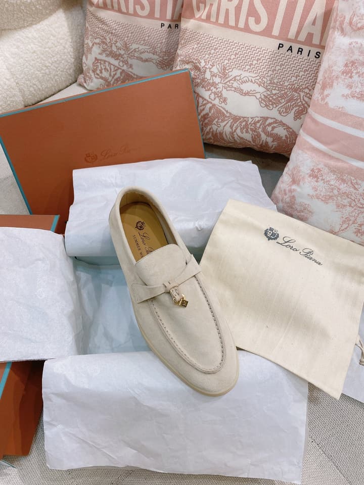 Loro Piana Glossy Cashmere Loafers in Blush Pink Suede