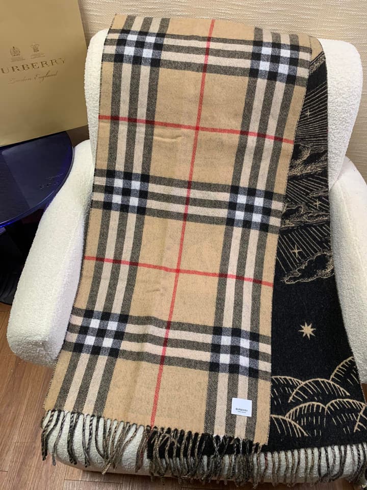 Burberry Celestial Unicorn Plaid Cashmere Scarf
