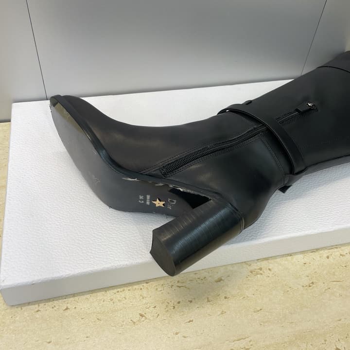 Dior D-Town Punk Chunky Heel Knight Boots – 2025FW in Black Leather