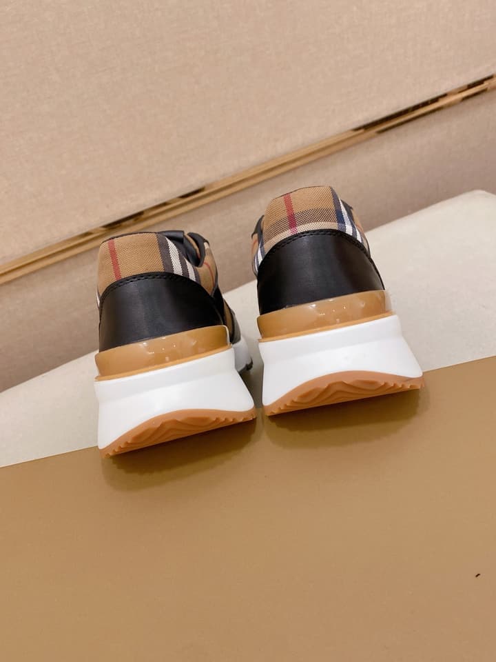 Burberry Italian Calfskin Leather Loafers in Dark Navy Check