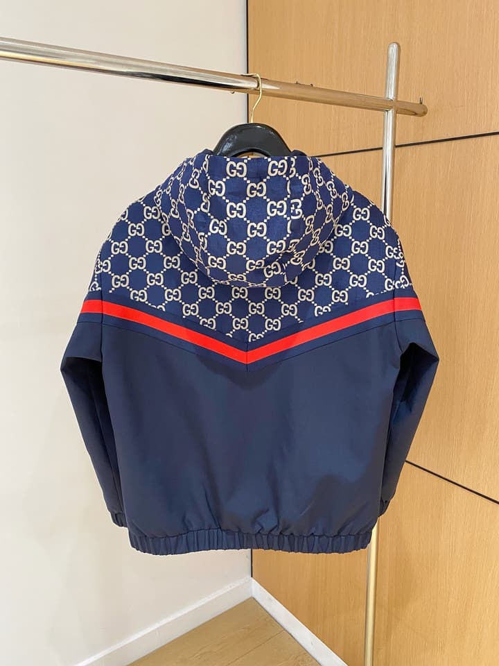 Gucci New Collection Runway Jacket in White And Navy Checkered
