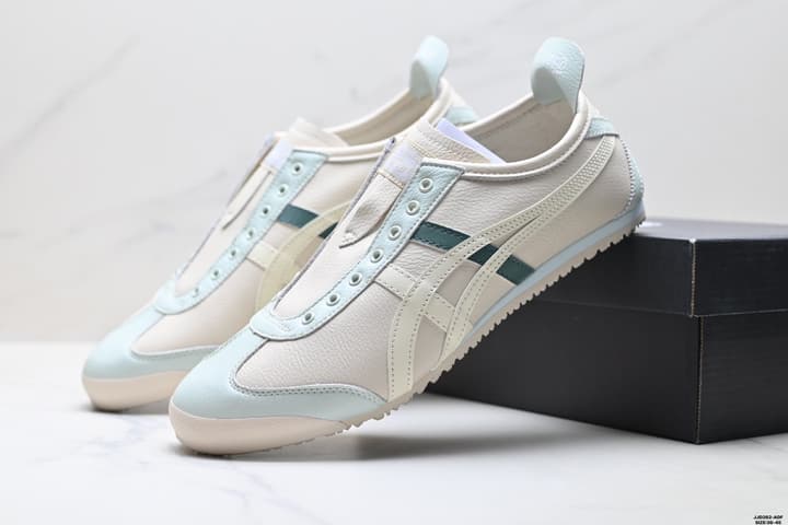 Onitsuka Tiger NIPPON MADE Mexico 66 DELUXE Sneakers in Cream With Teal Stripes