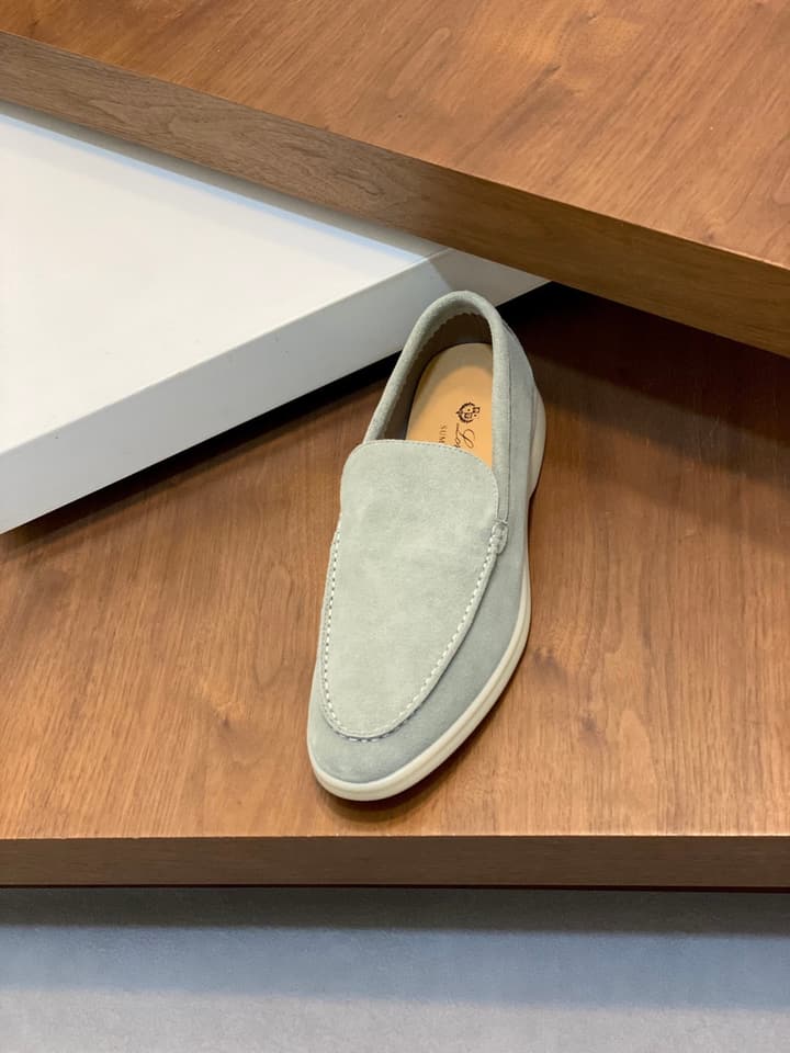 Loro Piana Suede Leather Slip-On Loafers in Black Suede