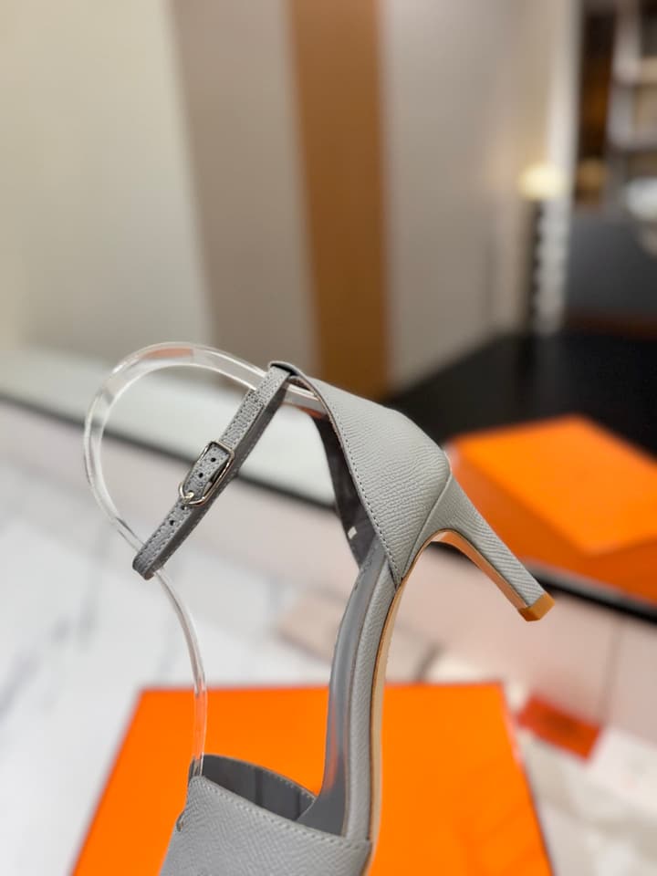 Hermès Classic Palm Grain Cowhide Heels – 6.5cm in Black