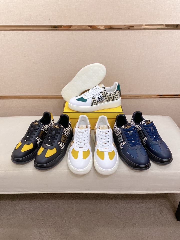 Fendi Calfskin Leather Loafers in Navy White Monogram