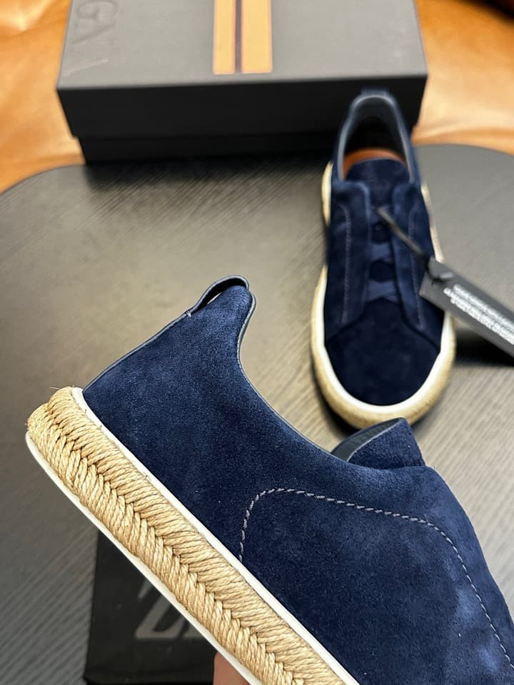 Ermenegildo Zegna Triple Stitch Low-Top Sneakers in Black Suede