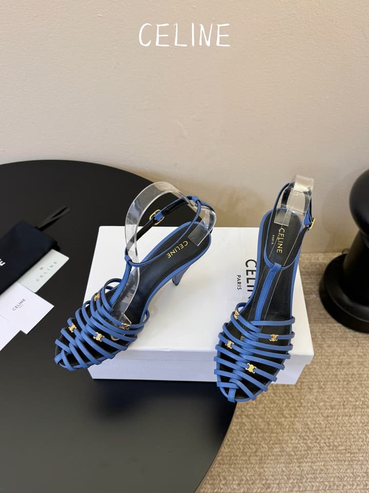 Celine Triomphe Ankle Strap Sandals – Spring/Summer Collection in Black - Large Logo Flats