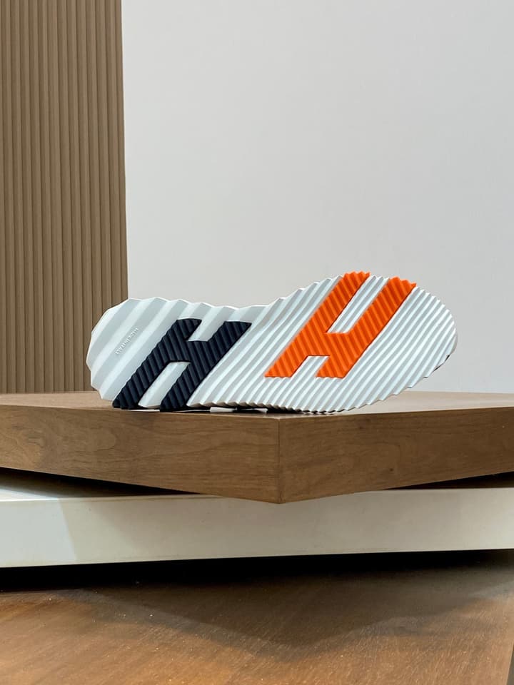 Hermès Suede and Denim Canvas Sneakers in Black And White