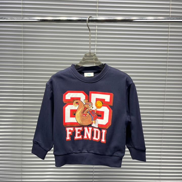 Fendi F Basketball Squirrel Graphic Sweatshirt – Kids Collection in Navy Blue With Squirrel Graphic
