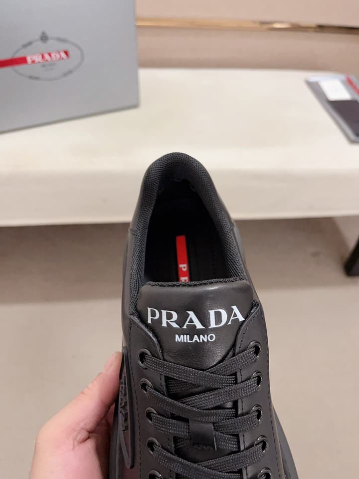Prada Men's Air Cushion Sneakers in Dark Grey Monochromatic