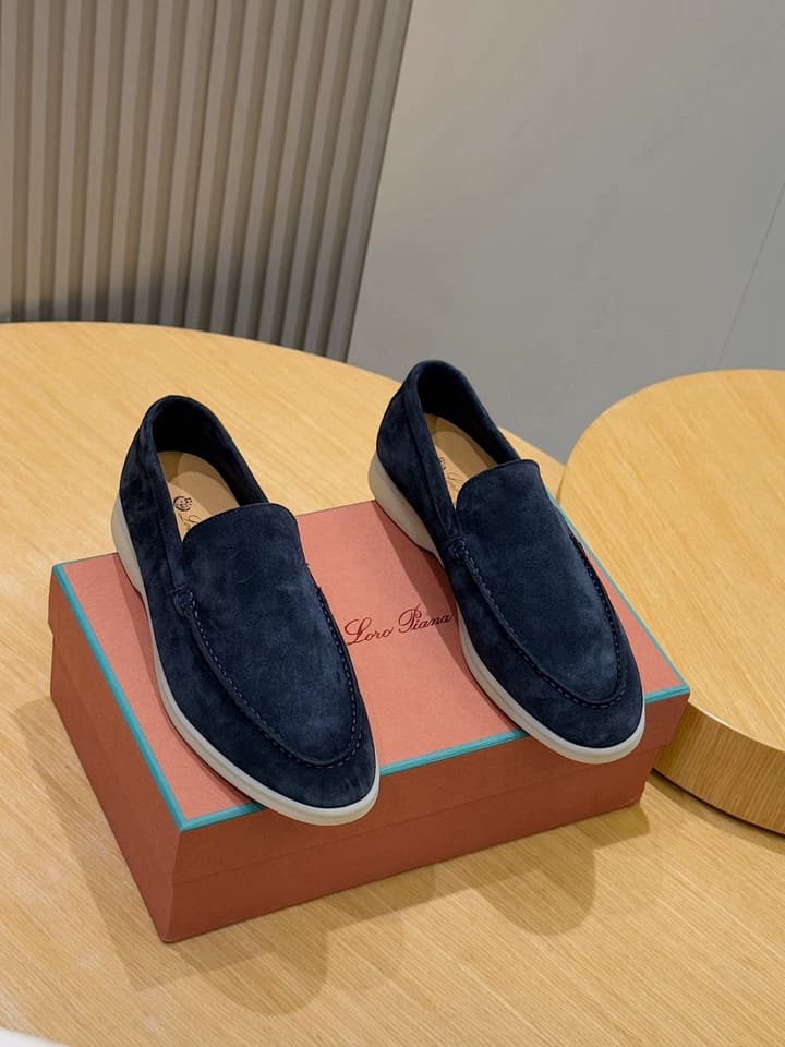 Loro Piana Italian Handmade Suede Driving Shoes in Black Suede