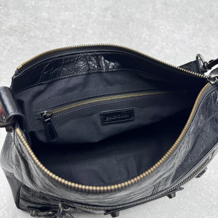 Balenciaga Le City Moto Hobo Bag – 25FW in Oil Wax Black
