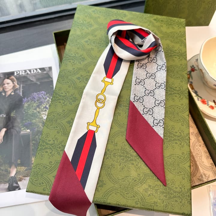 Gucci GG Logo Twilly Silk Scarf