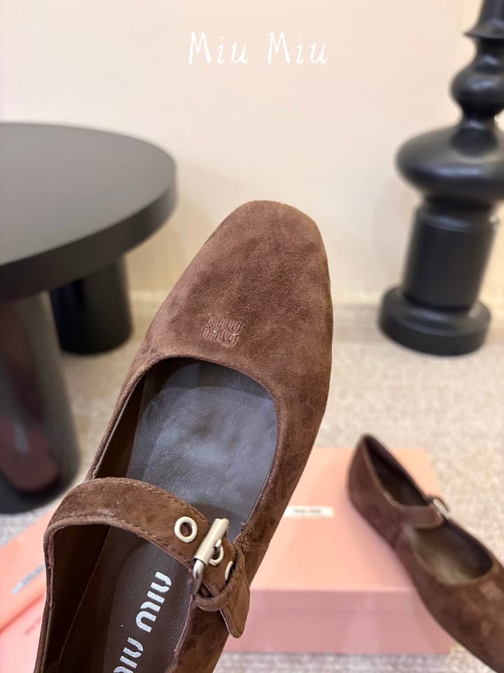Miu Miu Suede Bow Mary Jane Flats